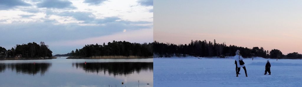 Rantaraitti in Espoo Matinkylä during summer and winter
