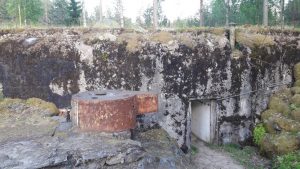 A fortified concrete bunker and machine gun posts in Luumäki, Finland.