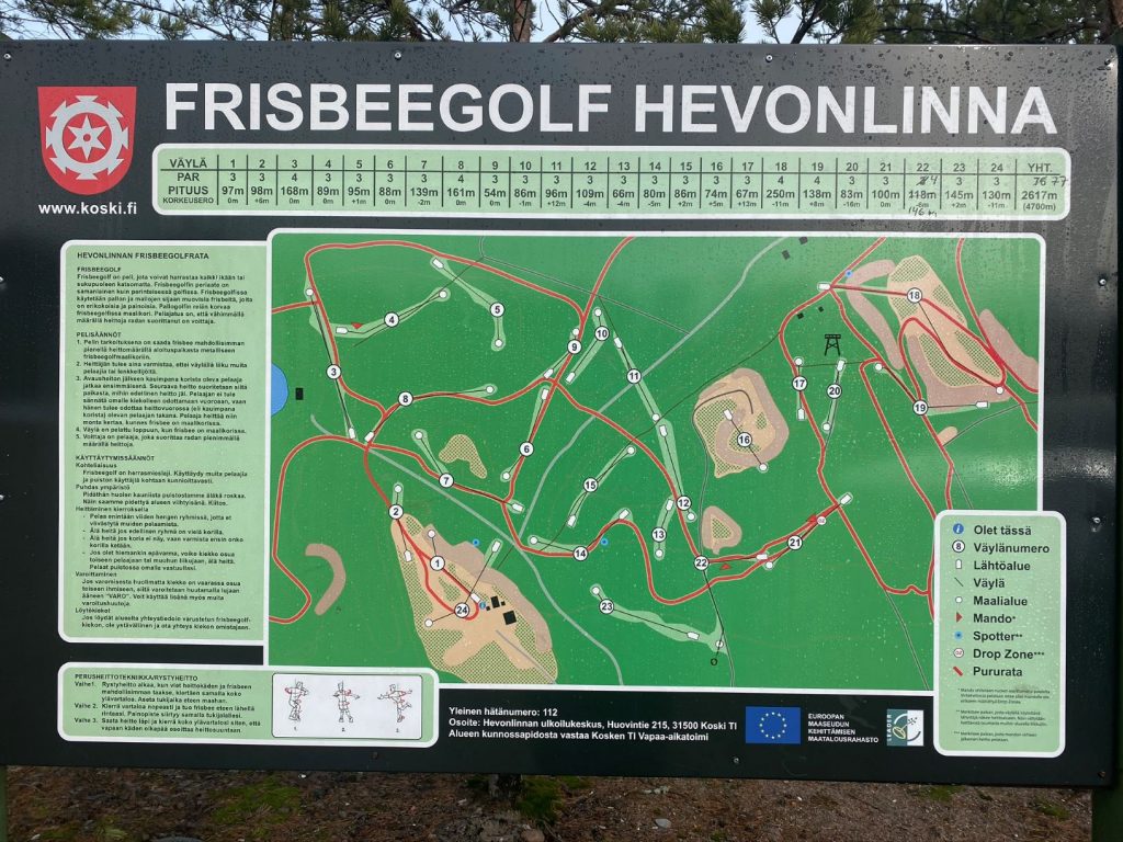 Frisbeegolf map Hevonlinna Koski Tl