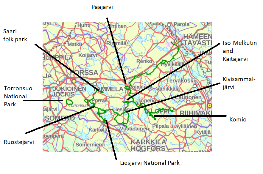 Hämeen Ilvesreitti map 