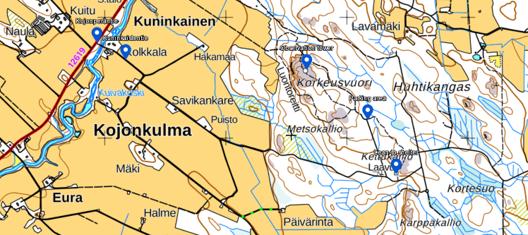 Map to Korkeusvuori small