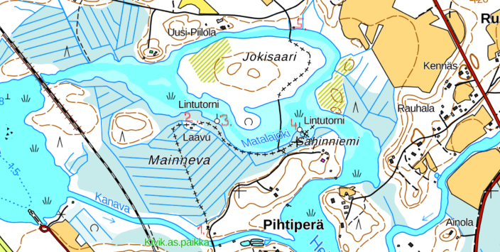 Map of Heinäjoki nature trail in Pihtipudas