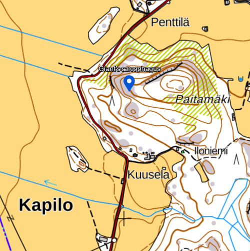 Map of giant's sarcophagus in Tammela