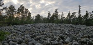 Kasnäs muinaisranta pirunpelto. Kasnäs devil's field ancient shoreline.