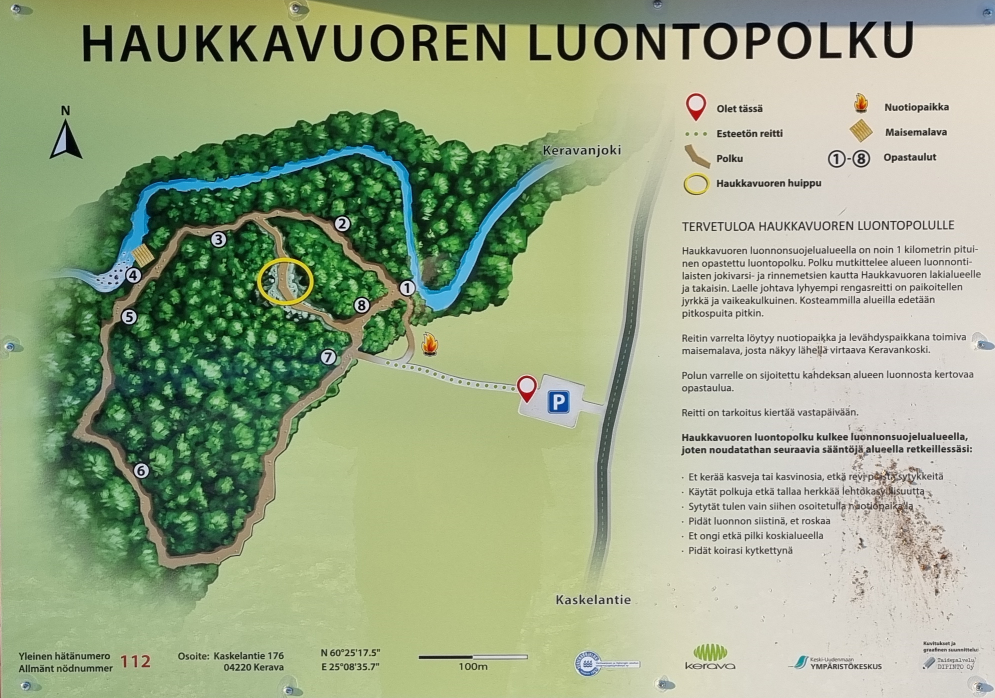 Haukkavuori nature trail path Kerava. Haukkavuoren luontopolku