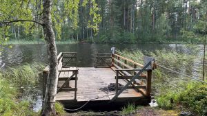 Rope-pulled ferry in Ruostejärvi Tammela