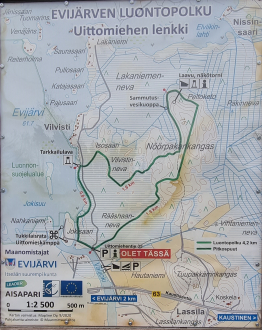 Evijärven luontopolku Jokikylän luontopolku Uittomiehen lenkki kartta