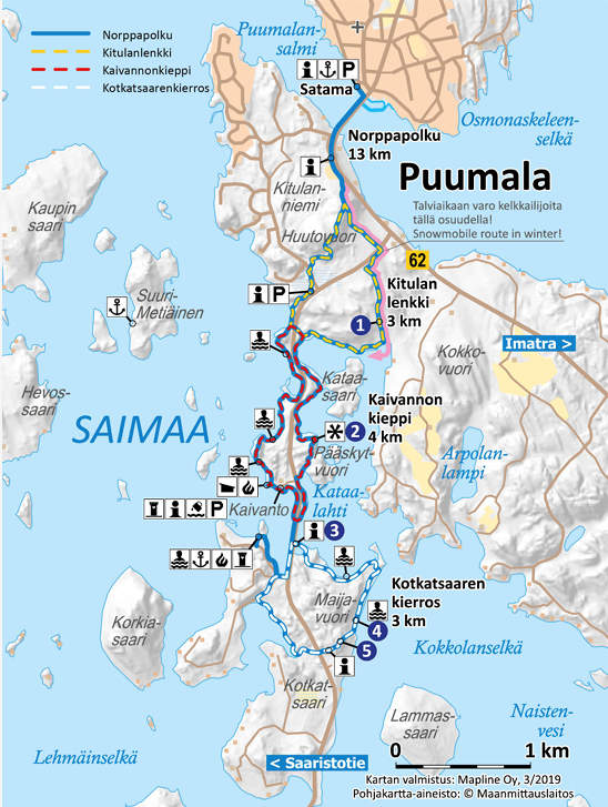 Map of Puumala Norppapolku hiking trails
