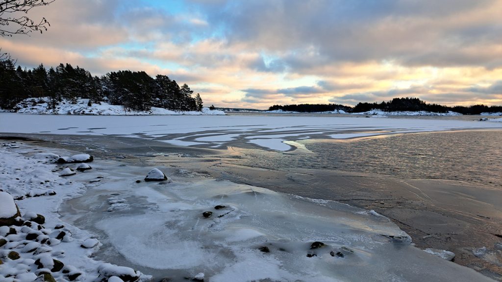 The sea beginning to freeze in Kopparnäs, early December.