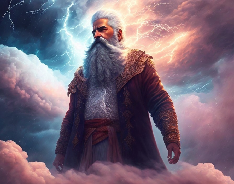 Ukko, Finnish deity, Ukko, the god of the sky, weather, and thunder, AI created image